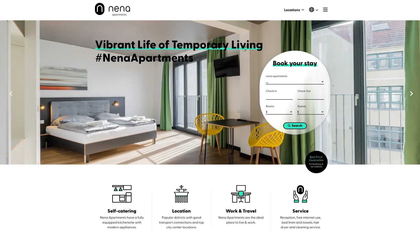 A screenshot of our Nena Apartments website.