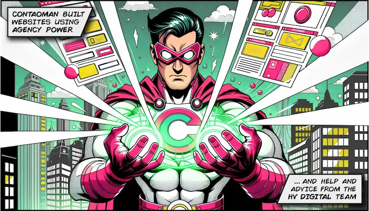 Superhero Contaoman building Contao websites using agency power