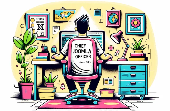 Image of Joomla developer sitting at his desk